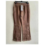 Pretty Angel 🆕 Coffee Lace-Accent Wide-Leg Linen Blend Pants S🆕 Photo 2