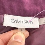 Calvin Klein Women's Faux Leather Purple Pleated A-line Midi Skirt Photo 4