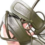 Schutz Lovi Strappy Leather Ankle Strap Heeled Sandal Military Green 8.5 Photo 4