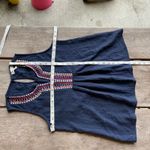 Monteau Los Angeles Woven Boho Hippie Tank Flowy Embroidered Navy Small Photo 5