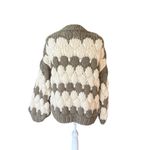POL Chunky Knit Cardigan Sweater Oversized Olive Green and Cream Womens Small Photo 2