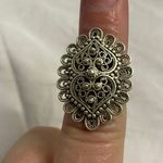 Vintage Boho Filigree Statement Ring Portugal 925 Sterling Silver Size 6 Photo 1