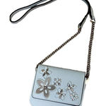 OKPTA Leather Silver Flower Accents Shoulder Strap Purse Modern Boho Feminine Blue Photo 0