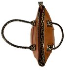 Studded Motorcycle Jacket Leopard Trim Satchel Brown Photo 5