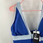 DKNY Lapis Swimsuit Size 16 Plunge Colorblock One Piece Plus Curvy Swim Blue NWT Photo 9