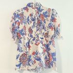 Tuckernuck Cream Heirloom Floral Short Sleeve Rowen Blouse Size L Photo 7