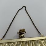 Vintage Unbranded Gold Metallic Shiny Clutch Bag Evening Formal Buckle Satin Photo 8