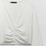 ZARA White Ruched Crop Top Photo 6