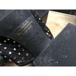 Open Edit Slide Sandals Women's 7 Black Mesh Rhinestones High Block Heels Preppy Photo 5