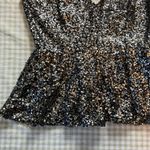 V neck silver sequin cami with flared waist, going out night out party new years Photo 4
