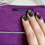 Elie Tahari  Purple Pleated Round Neck Sweater Photo 4