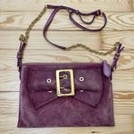 Burberry Suede Leather Bow Peyton Wristlet Crossbody Clutch Dusty Rose Org $795 Photo 12