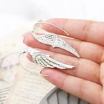 Angel Wing Shaped Earrings Silver Photo 1