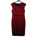 Connected Apparel  Red Black Geometric Sleeveless Sheath Dress Women Size 12 #‎ Photo 1