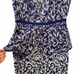 W118 By Walter Baker Walter Baker Blue Brocade Sleeveless Classic Evening Fancy Peplum Layer Dress Photo 3