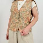 vintage dreamy cottagecore button down vest floral striped peach pink Orange Size M Photo 4