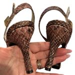 Stuart Weitzman PINK TAN SNAKESKIN PYTHON PRINT SLINGBACK OPEN TOE HEELED SANDAL Photo 5