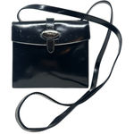 Furla  Vintage Shoulder Bag Purse PVC Vinyl‎ Silver Buckle Black Photo 0