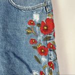 ZARA  Denim Floral Embroidered A-Line Mini Skirt L Photo 3