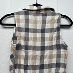 11.1. Thylo Plaid Peplum Gauzy Womens Top Small Chic Coastal Western Cowgirl Brown Photo 5