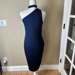 BAILEY 44 One Shoulder Neck Detail Navy Sheath Dress Size Medium Knit Photo 5