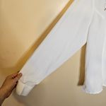 Liz Baker  Size 16 Vintage Blouse Embroidered Floral Pearl Classy White Photo 7