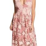 Dress the Population BHLDN x Pink Rose Rita Floral Lace Plunge Midi Dress EUC XS Photo 0