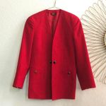 Rare Mary Kay Vintage USA Made Red Blazer Jacket Long sleeve No Lapel Corporate Office Siren Preppy Academia Size 4P Measurement in pics Photo 0