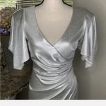 Eliza J  Metallic Silver Maxi Dress Photo 6