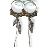 Free People  Winona Hoops Silver Tigers Eye Western Boho Dangles Coachella NWT Photo 4