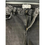 Free People  Black Denim Jeans Size 28 Frayed Hem Distressed Stretch Photo 2