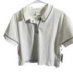 Recess By Zella White Maggie Polo Shirt Medium Navy Piping Photo 0