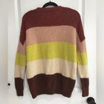 Parrish LA Women's Colorblock Sweater Small Longsleeve Pullover Burgundy Yellow Red Photo 2