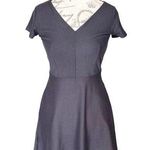 Lofts Womens Dress Size 2 Petite Gray Mini Flared Textured Tied Office Career Photo 0