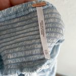 Free People  Silent Rawr Sky Blue Zebra Print Long Sleeve Babydoll Top XS Photo 5