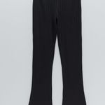 ZARA Dark Navy Blue High Waist Ribbed Pants Photo 4