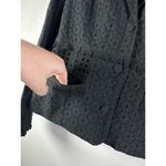 CAbi  Flamenco Black Eyelet Lace Ruffle Trim Button Front Blazer 0 Photo 5