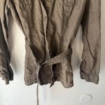CAbi ‎ Jacket Womens Medium Brown Belted Utility Safari Linen Button Up Pockets Photo 2