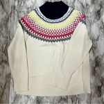 Alpine Design Womens Sz XXL Fair Isle Cream Mock Turtleneck Sweater Blue Collar Photo 1