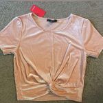 Forever 21 NWT Velour Front Twist Cropped Short-Sleeve Top Photo 0