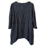 Chico's  Zenergy Tunic Top Size 1 Blue‎ White Striped Shark Bite Hem Pleated Photo 1