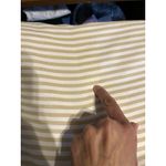 Becca Johnny Striped Ruffle Wide Leg Jumpsuit M White Golden Beige Pockets Lined Photo 11