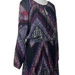 Melissa Paige  Women's Blouson Long Sleeve Pleated Tie Neck Dress Size Medium M Photo 1