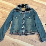 Vintage Dicker & Dicker Fur Trim Denim Jacket Size L Photo 0