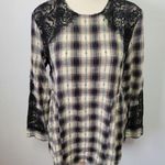 ZARA  plaid lace contrast babydoll blouse size medium Photo 0