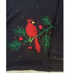 Wish for Joy black button down sweater cardinals embroidery w sequins L Vtg Size L Photo 5