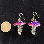 Purple Mushroom Quartz Crystal Dangle Earrings Photo 3