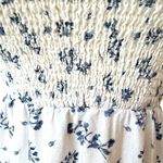 House of Harlow Linen Smocked Bodice Square Neck Floral Cottage Coquette Soft XS White Photo 6