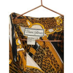 Diane Gilman Brown & Cream 100% Silk Long Sleeves Button Down Shirt Size 2X Photo 3