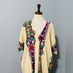 ZARA  Multicolored V-Neck Tunic Short Sleeves Midi Summer Beach Dress Size XL Photo 3